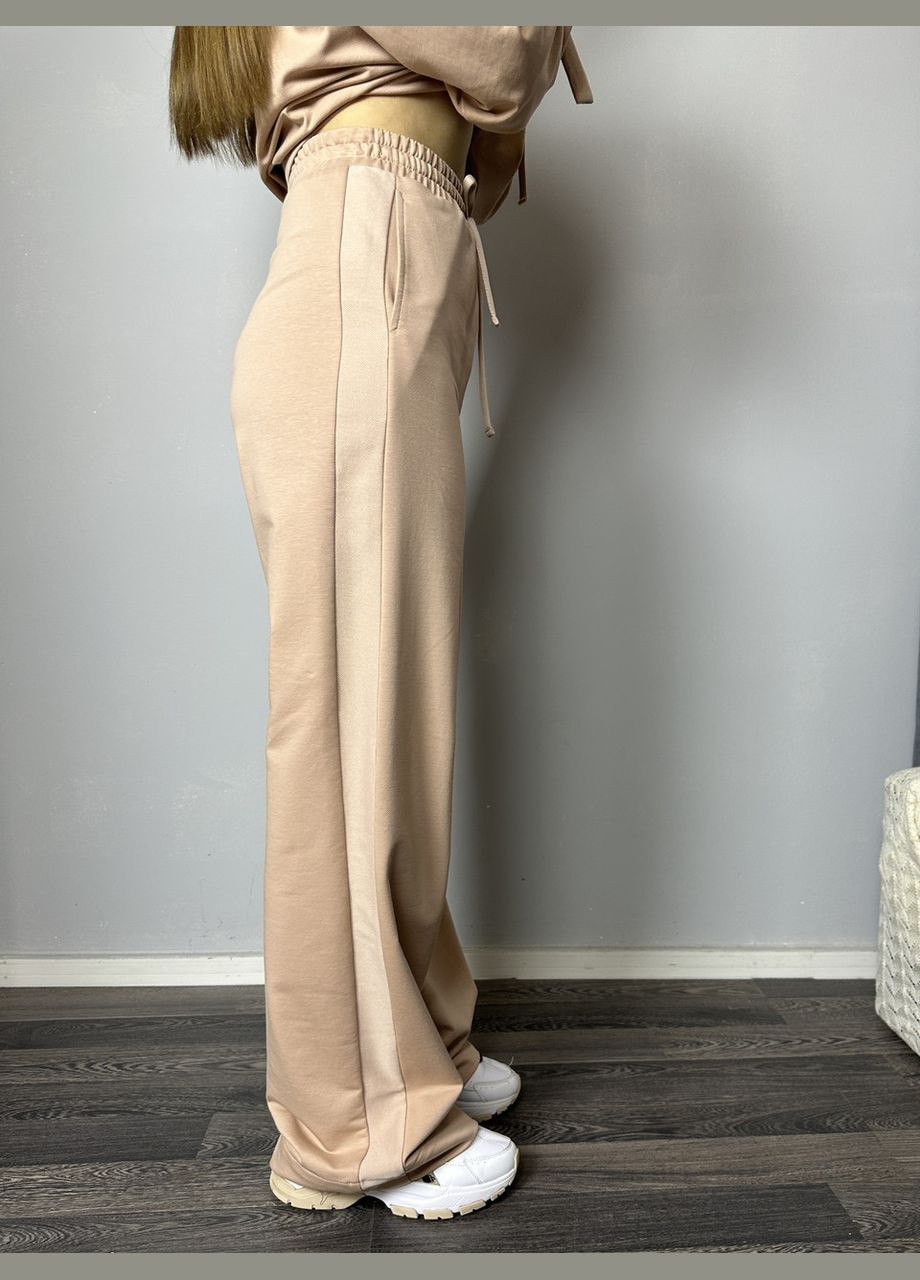 Спортивные штаны-палаццо женские светло-бежевые Style MKSH2435-1 Modna KAZKA (276650297)