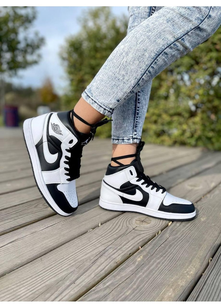 КРОСІВКИ ЖІНОЧІ NIKE AIR JORDAN 1 RETRO MID TUXEDO НАЙК АІР ДЖОРДАН No Brand білі демісезони (368870143)