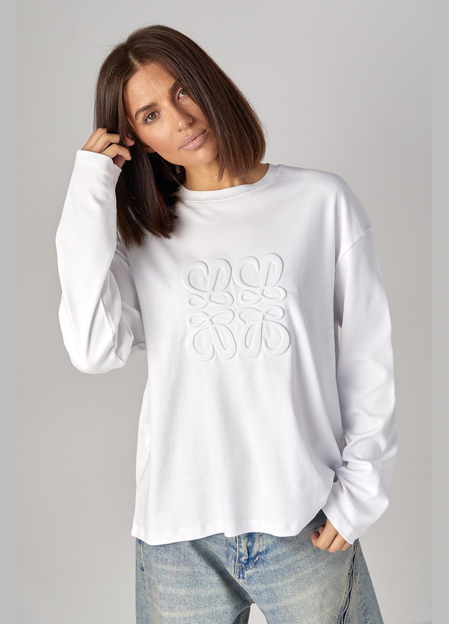 Жіночий лонгслів з орнаментом Loewe - білий Lurex (307814922)