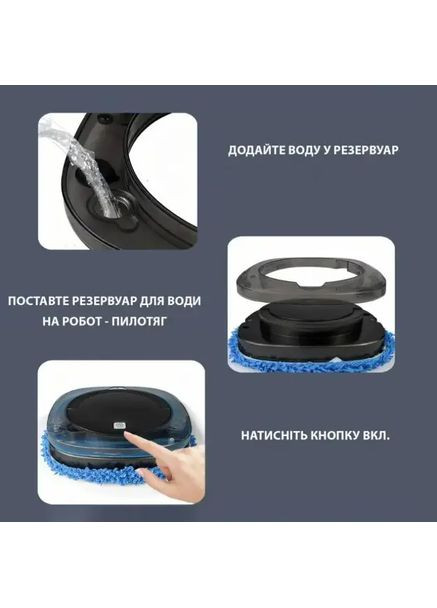 Миючий робот пилосос Brush Mop для сухого та вологого прибирання імітація ручного миття підлоги Esonstyle (363833141)