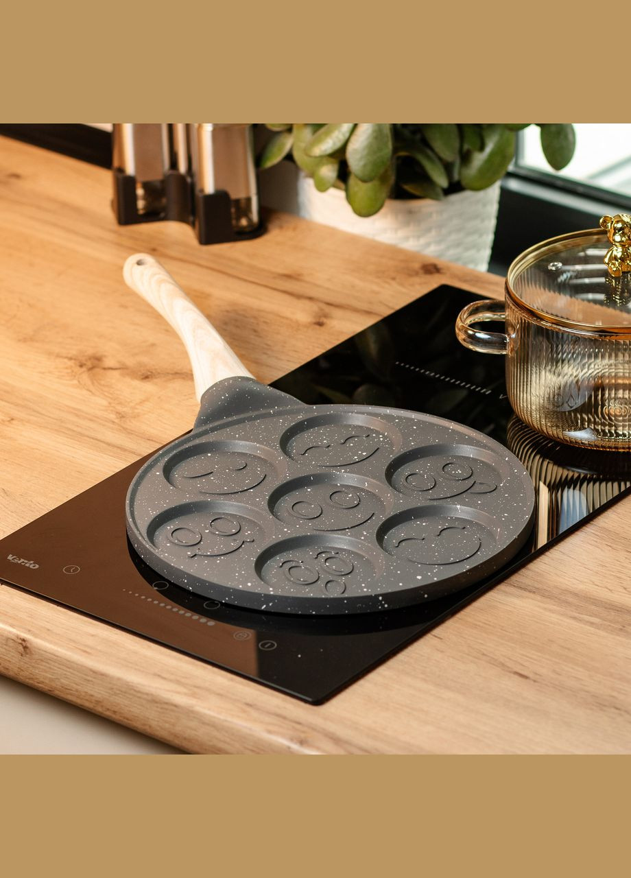 Сковорода смайл Ø 26.5 (см) на 7 секцій для панкейків сіра HP39584C Breakfast (353503679)