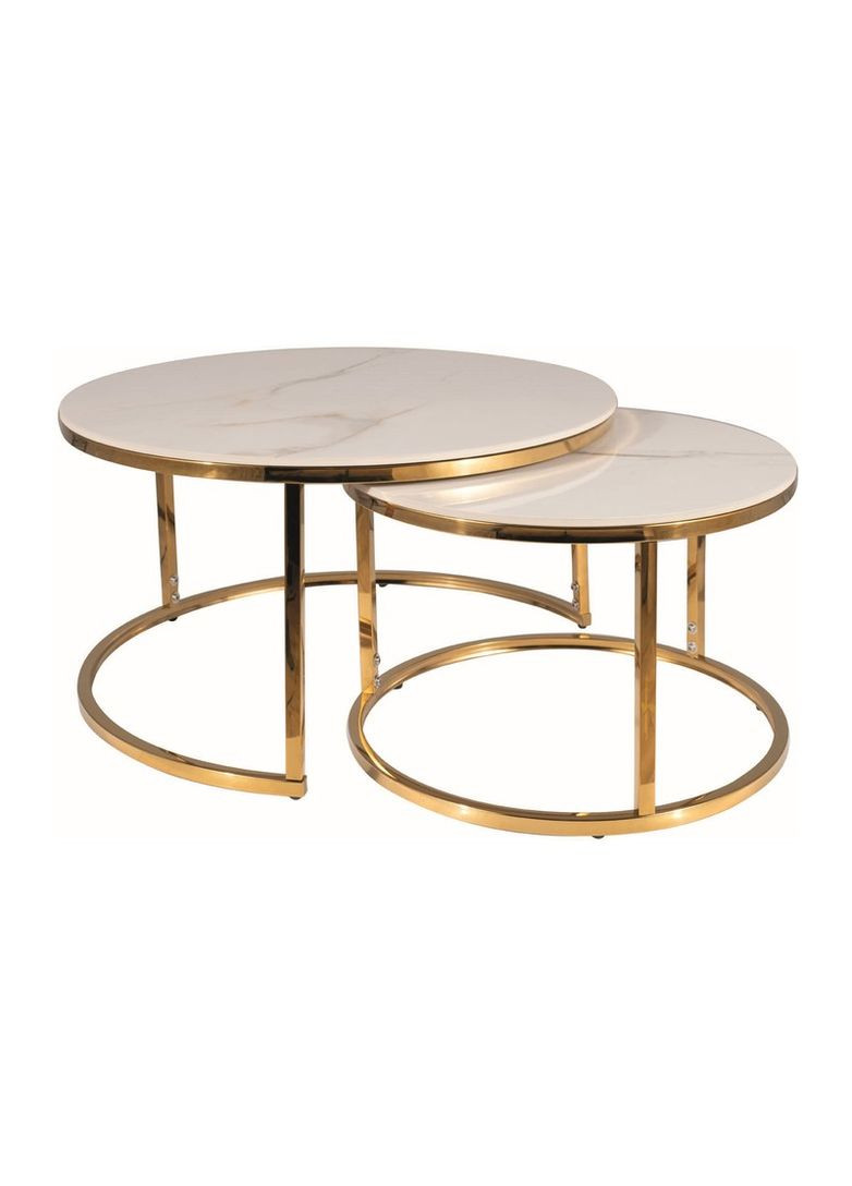 Журнальний столик PORTAFINO A білий D.80 D.60/ золото (комплект) PORTAFINOABZL Signal (372178647)