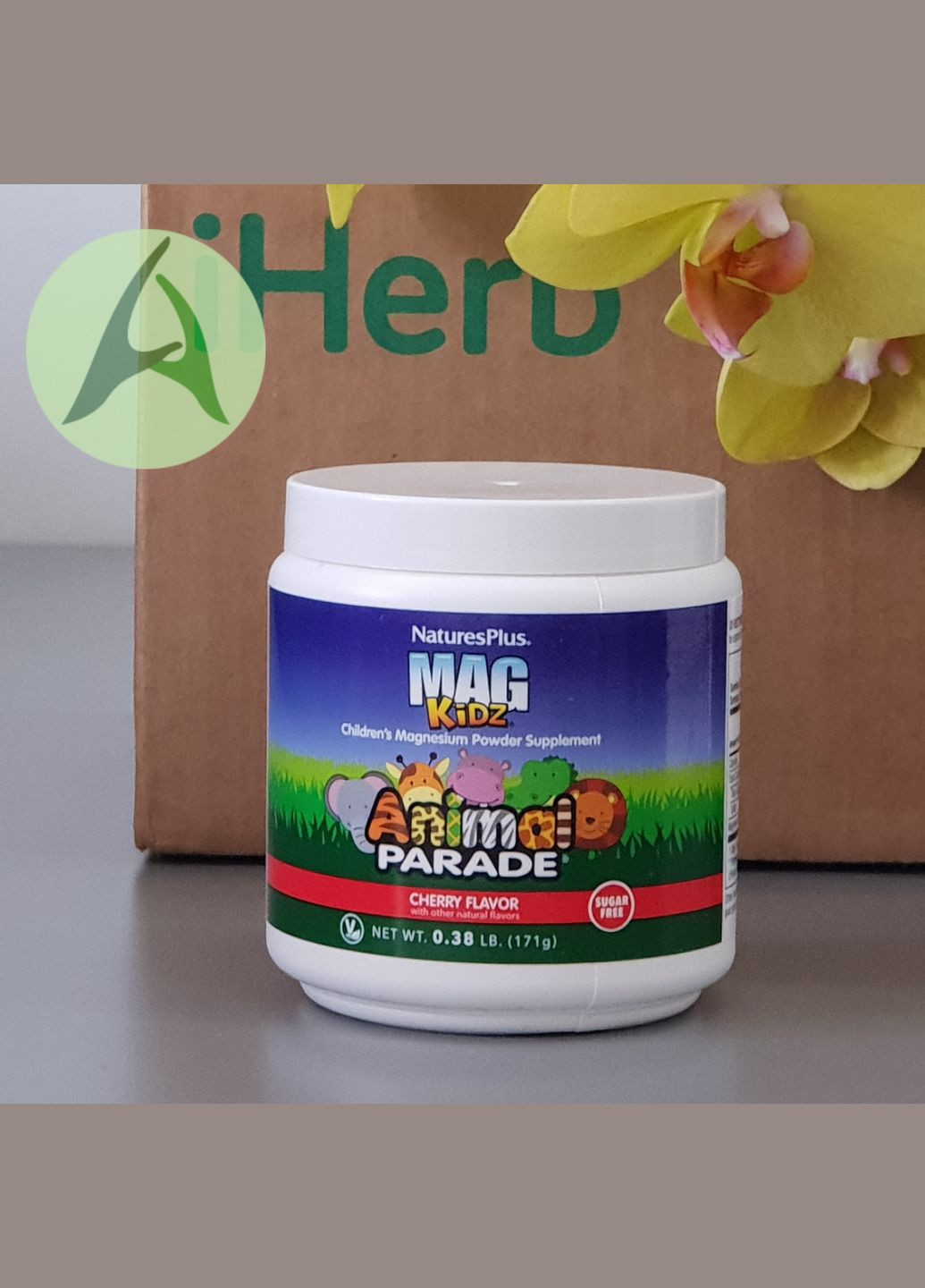 Магний для детей, порошок, вкус вишни, Animal Parade, MagKidz 171 г Nature's Plus (323220475)
