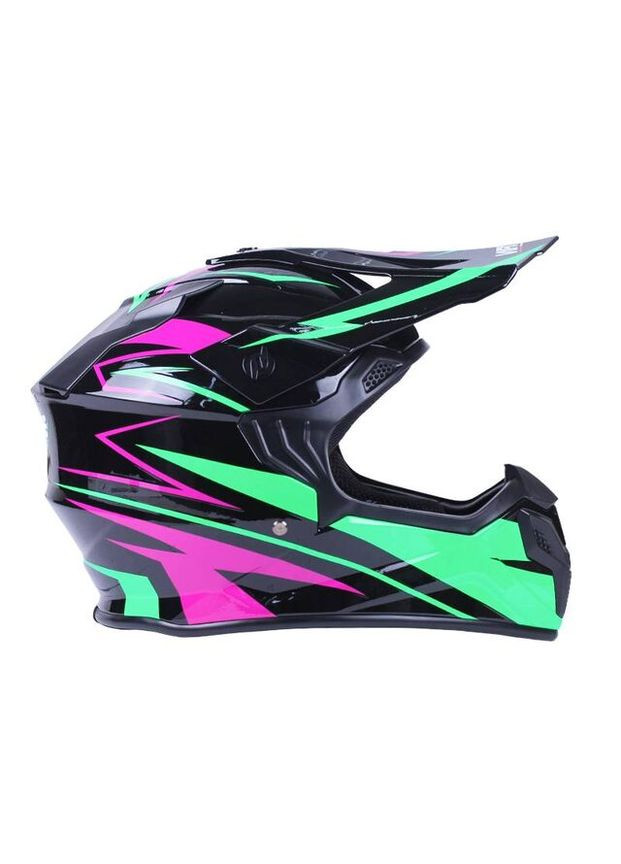 Шлем мотоциклетный кроссовый (черный с зеленым и малиновым, size XS) Virtue MD-911 (362604020)