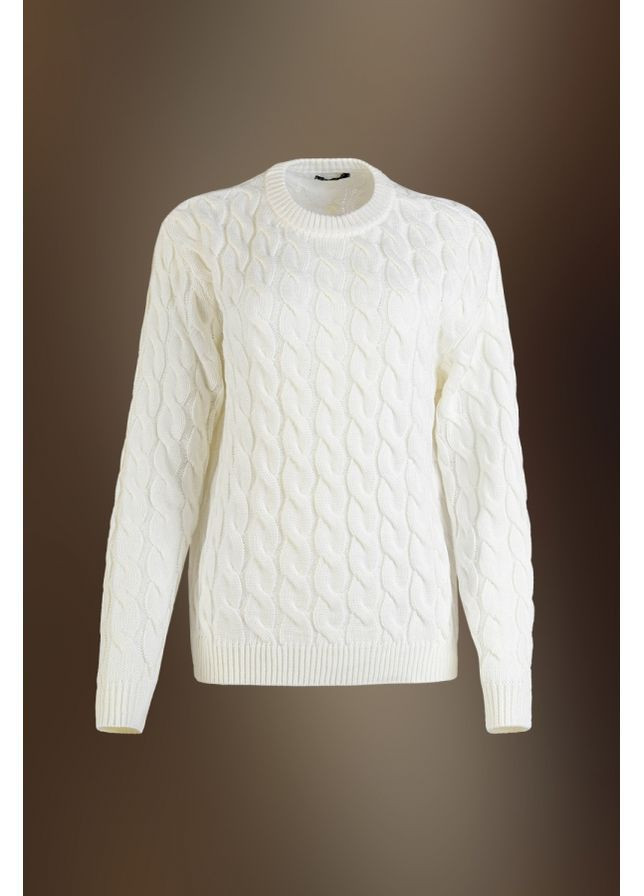 Молочний джемпер з косами 2425 чорний Triko Bakh