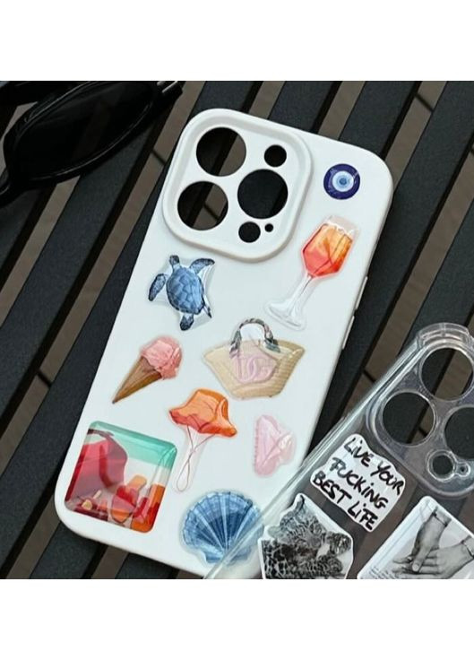 3D Объемные наклейки SUMMER BEACH Набор 13шт Stiker Pack наклейки стикеры на телефон ноутбук смартфон iPhone Samsung Xiaomi Pixel Smart (369388083)