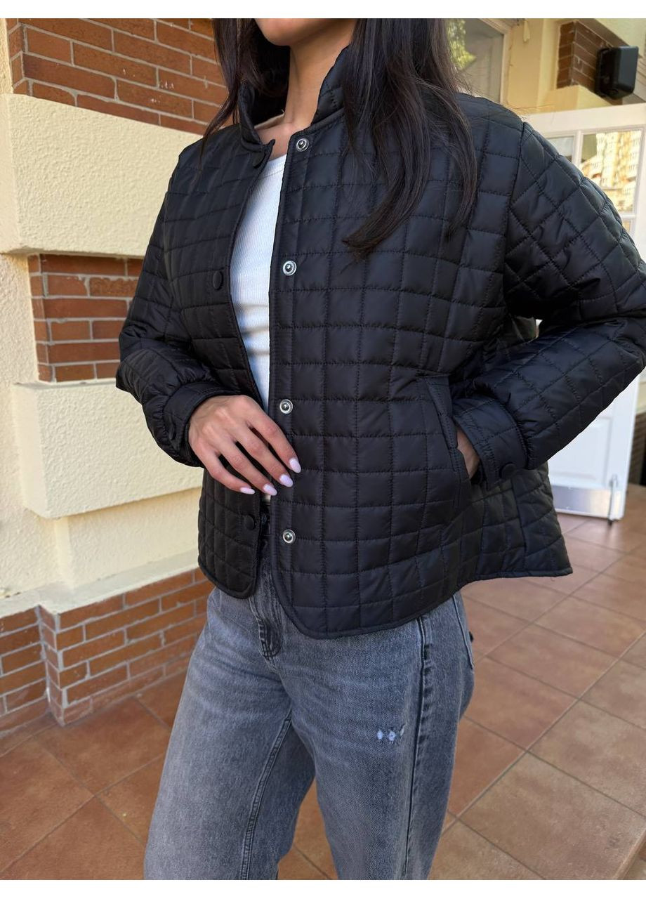 Чорна демісезонна стьобана куртка бомбер куртка-лайнер Україна