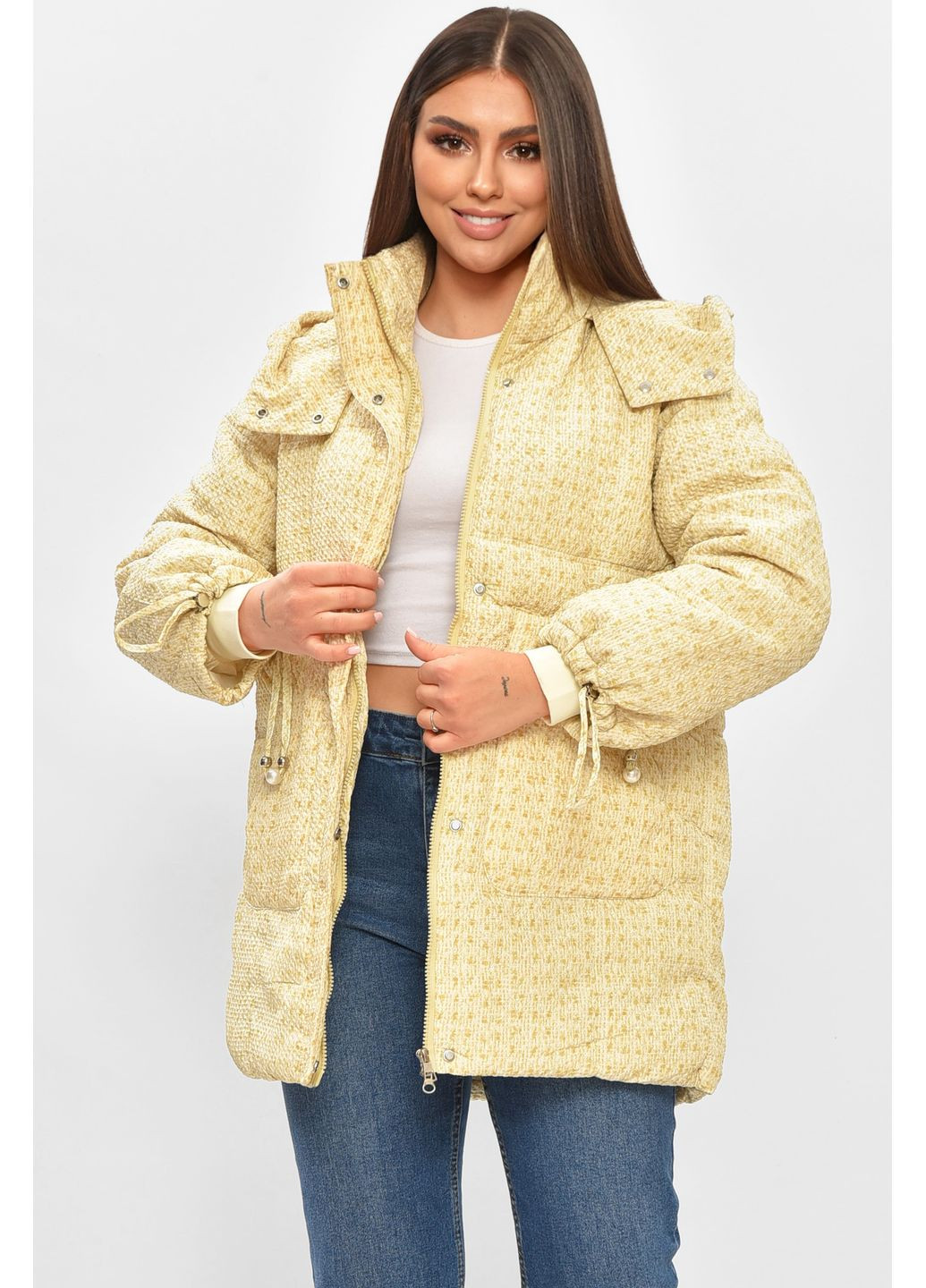 Жовта демісезонна куртка жіноча демісезонна світло-жовтого кольору Let's Shop
