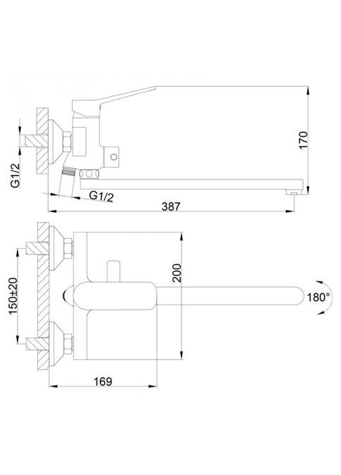 Змішувач для ванни F2262, чорний Frap (371644784)