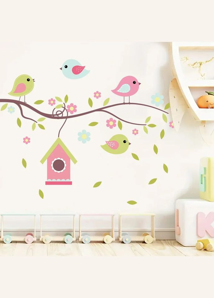 Наклейка на стену Pretty birds Птички возле домика (лист 40 х 60 см) Б773 BRUP (302241717)