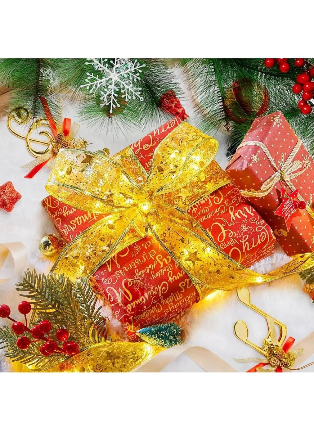 Гирлянда лента светодиодная новогодняя комнатная на елку с работой от батареек 5 м 50 лампочек (482046-Prob) Теплая белая Unbranded (369807276)