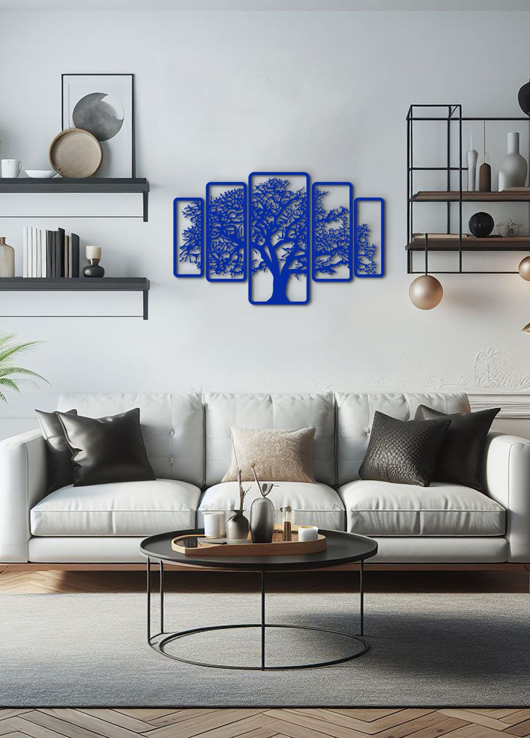 Декор в комнату, интерьерная картина на стену "Дерево картина из 5 частей", стиль минимализм 95х150 см Woodyard (292113602)