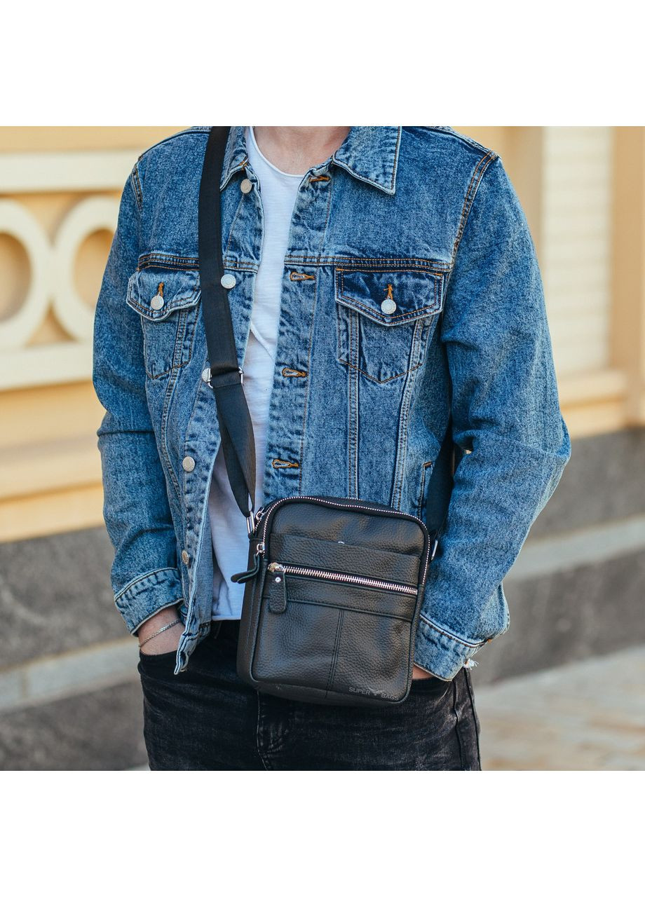 Сумка-барсетка мужская через плечо кожаная черная BON6165 Tiding Bag (341309417)