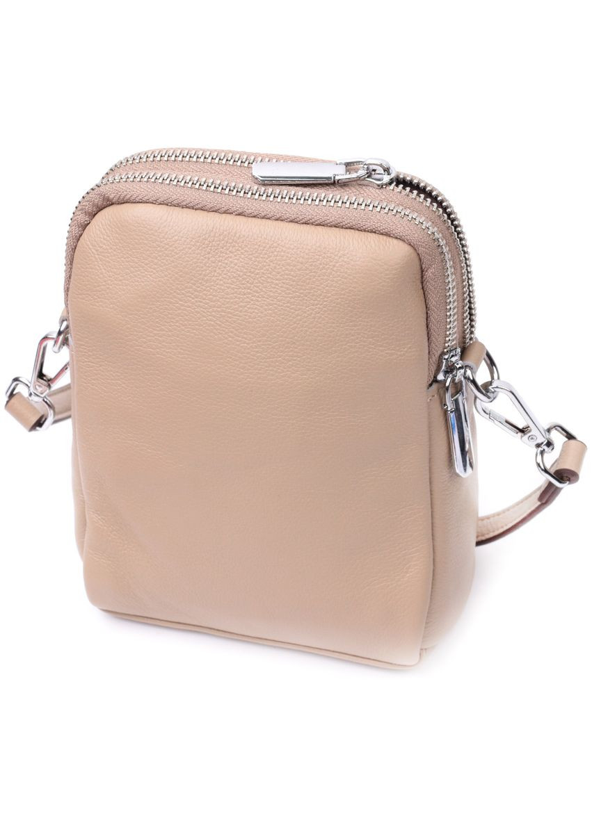 Сумка через плечо женская на два отделения кожаная 22400 Бежевая Vintage (302008195)