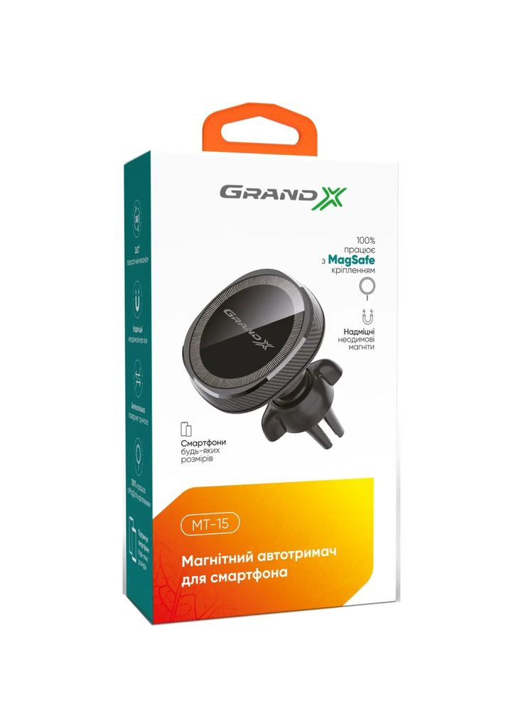 Універсальний автотримач MT-15 MagSafe (кріплення на дефлектор) (MT-15) Grand-X (296479993)