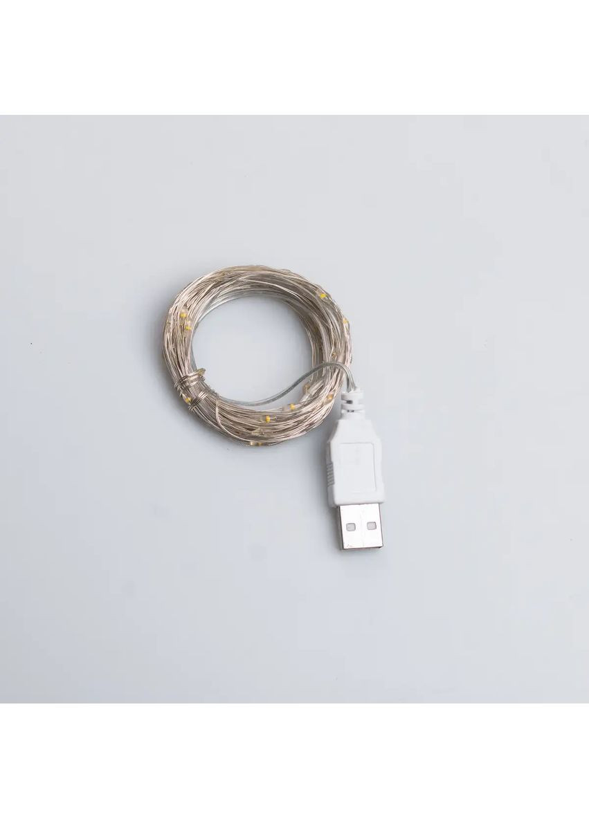 Гирлянда роса 10 метров USB на 100 led светодиодов капля белый провод желтая Jooki (362672740)