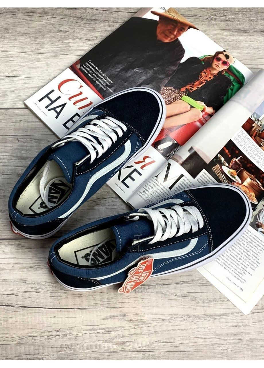 КЕДИ ЖІНОЧІ VANS OLD SKOOL NAVY BLUE WHITE ВАНС ОЛД СКУЛ No Brand білі демісезони (367174636)