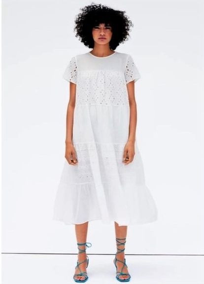 Білий сукня Zara однотонна