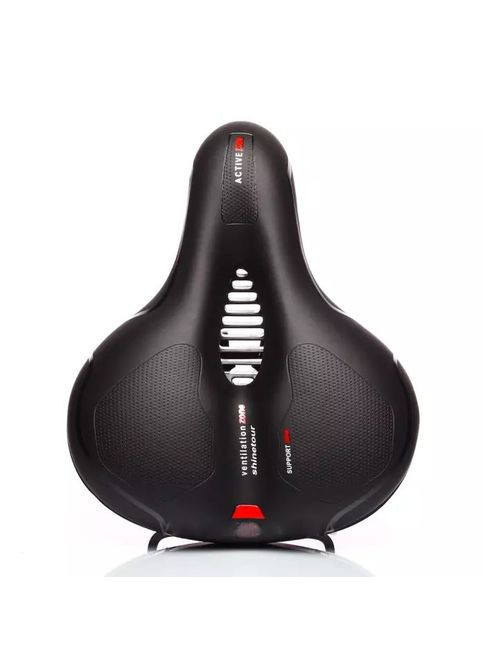 Сідло велосипедне широке м'яке з решіткою та отвором чорне Avanti (346270455)