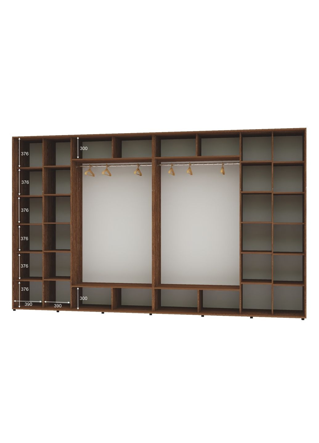 Шафа-купе чотиридверна 380*60*250 Дуб вінтаж 2 ДСП/2 Дзеркала Алекса (360479230)