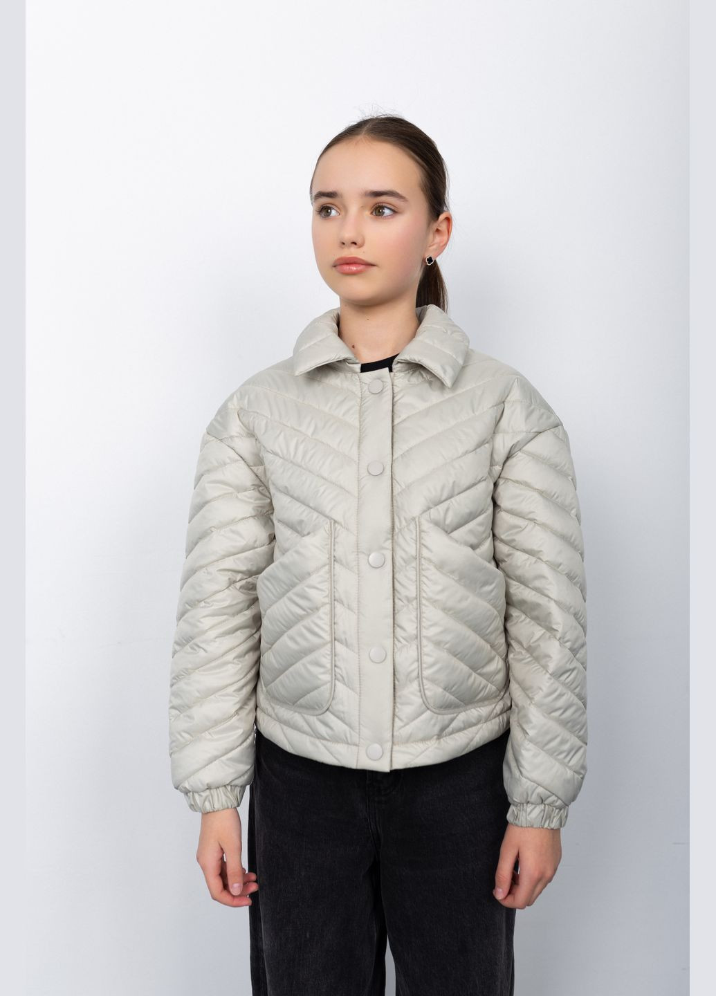 Комбинированная демисезонная куртка оливковый Cvetkov Кэролайн