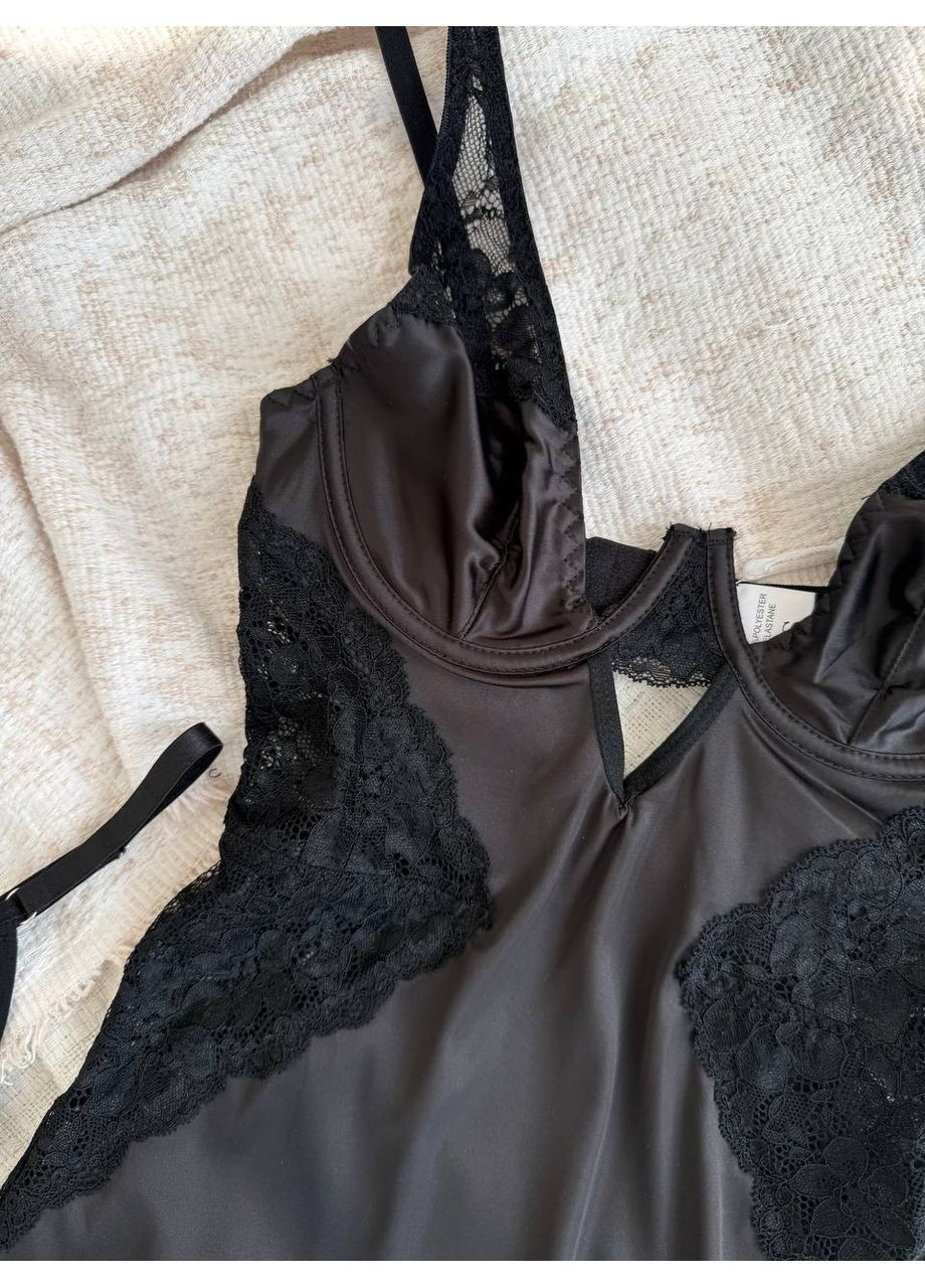 Пеньюар чёрный с кружевом Vital-Textile 060/111 (361853730)