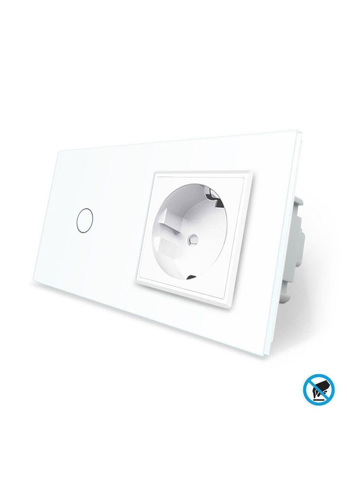 Бесконтактный выключатель 1 сенсор 1 розетка стекло (VL-C701/C7C1EU-PRO-11) Livolo (370984965)