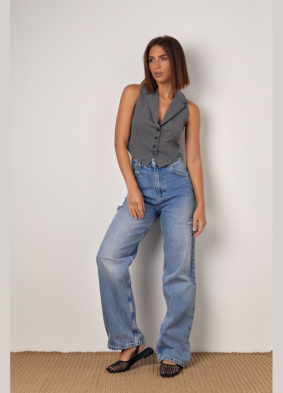 Женский жилет с воротником и завязками на спине Lurex (297327549)