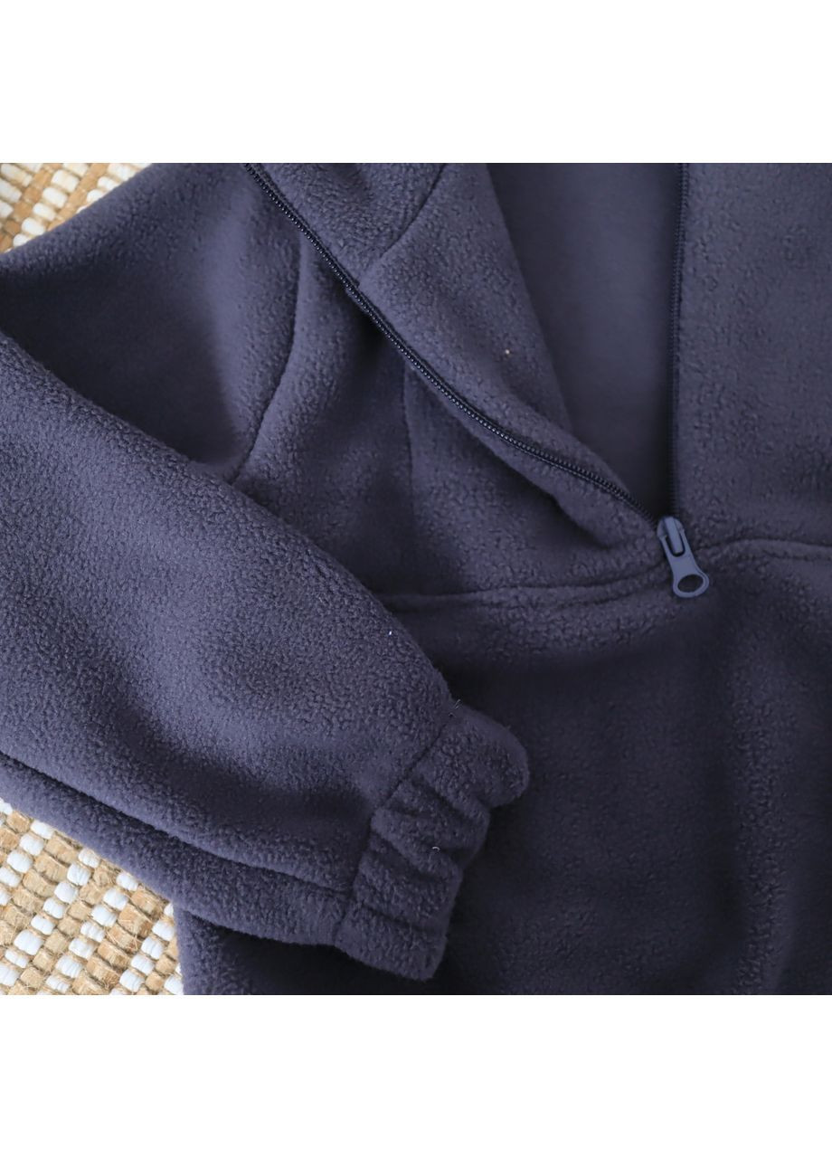 Темно-серый зимний детский теплый флисовый термо костюм (толстовка + штаны) темно-синий брючный No Brand