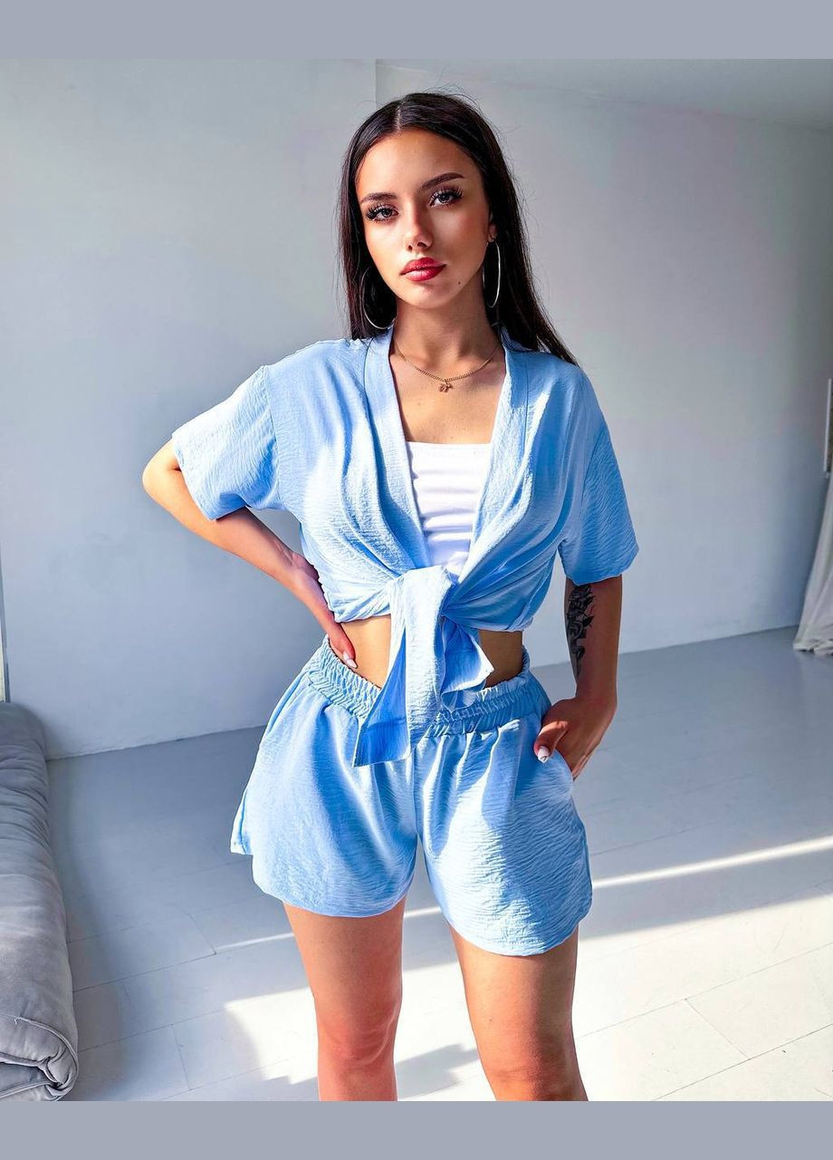 Жіночий літній костюм-двійка з поясом No Brand С1486-502/2 (341279824)