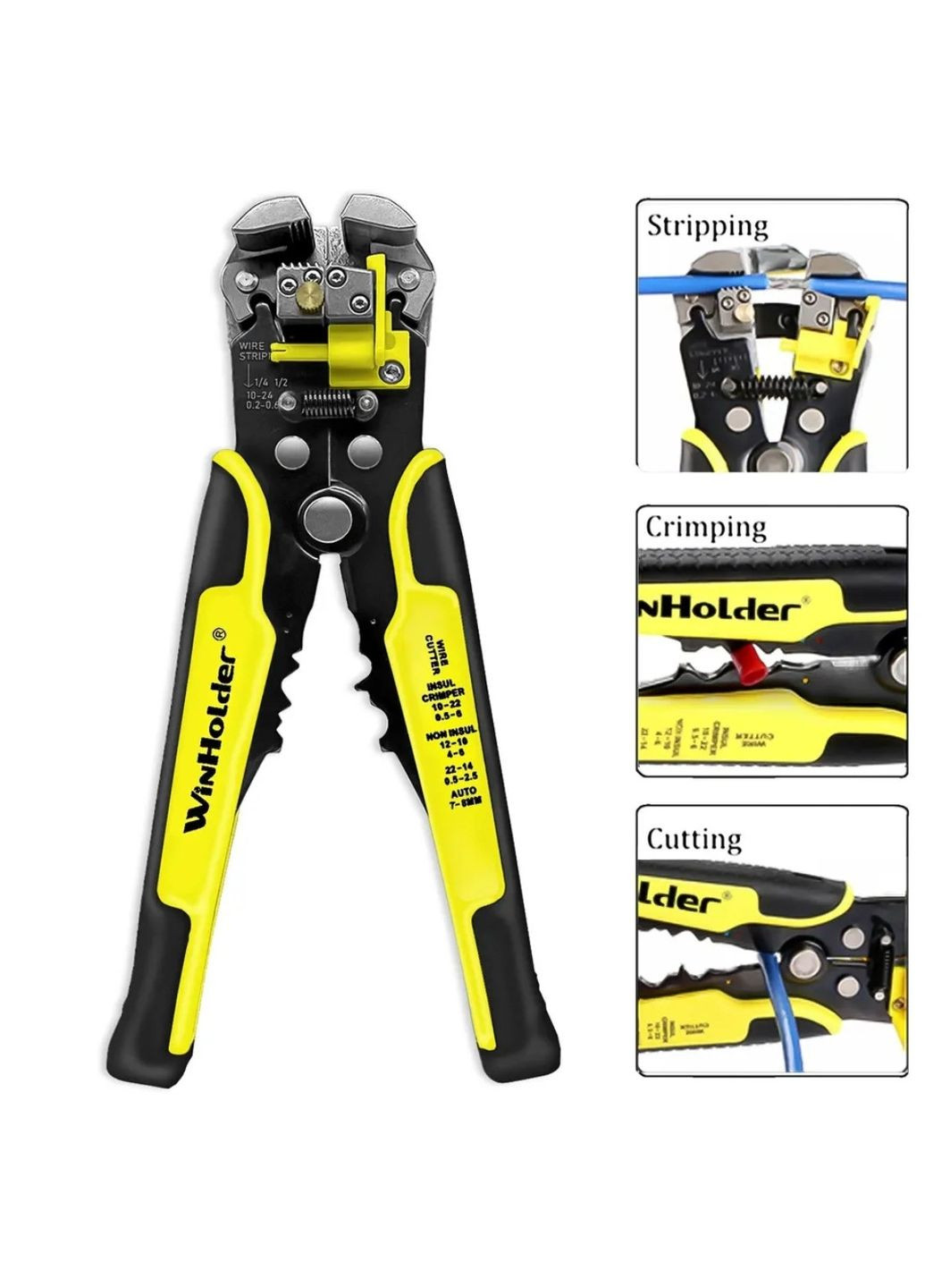 Инструмент для зачистки проводов и обжима кабеля 0,26 мм MT-103B Yellow No Brand (303932708)