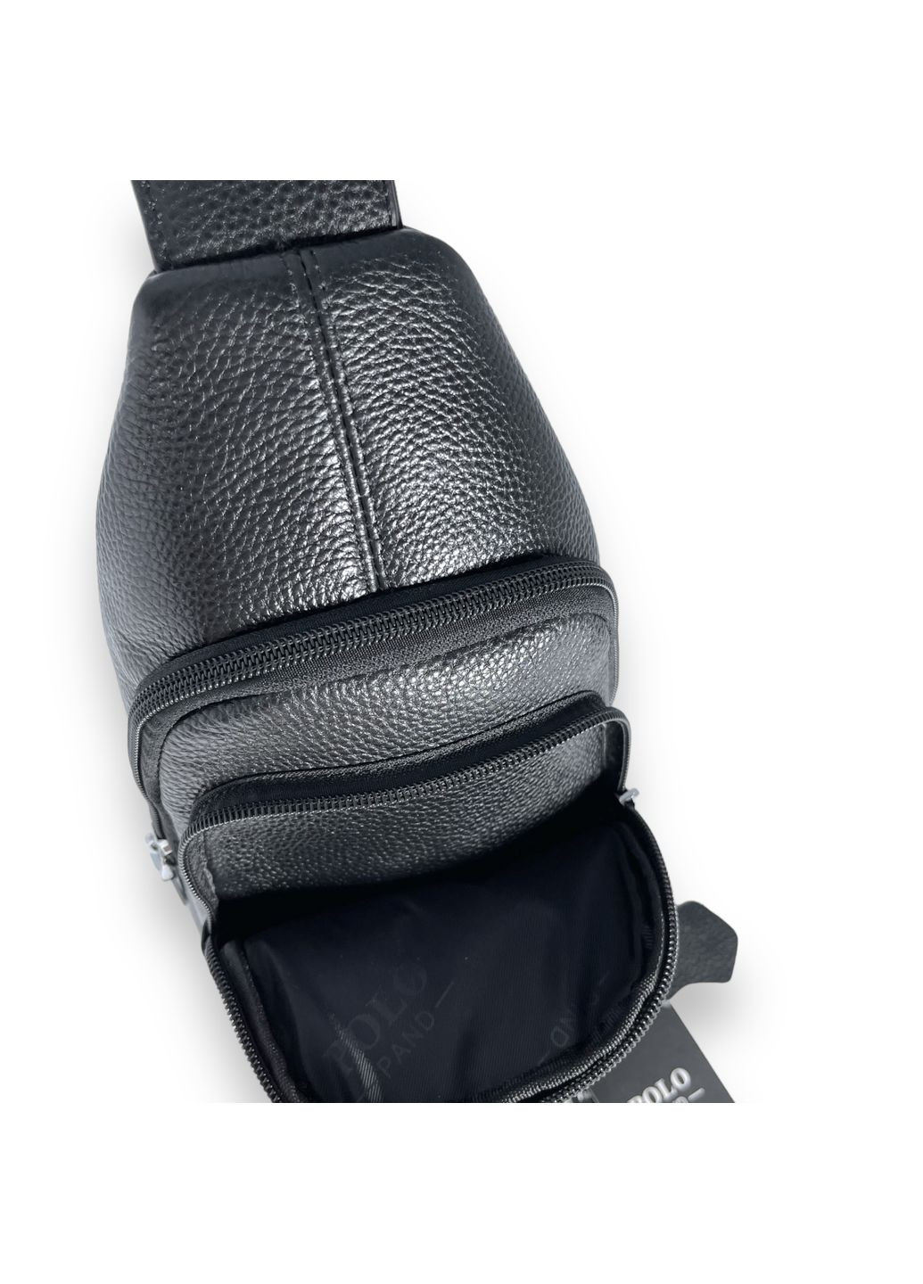 Слінг, шкіра, два відділення, одна фронтальна кишеня, внутрішні кишені, розмір: 30*17*6 см, чорний Polo (266911586)