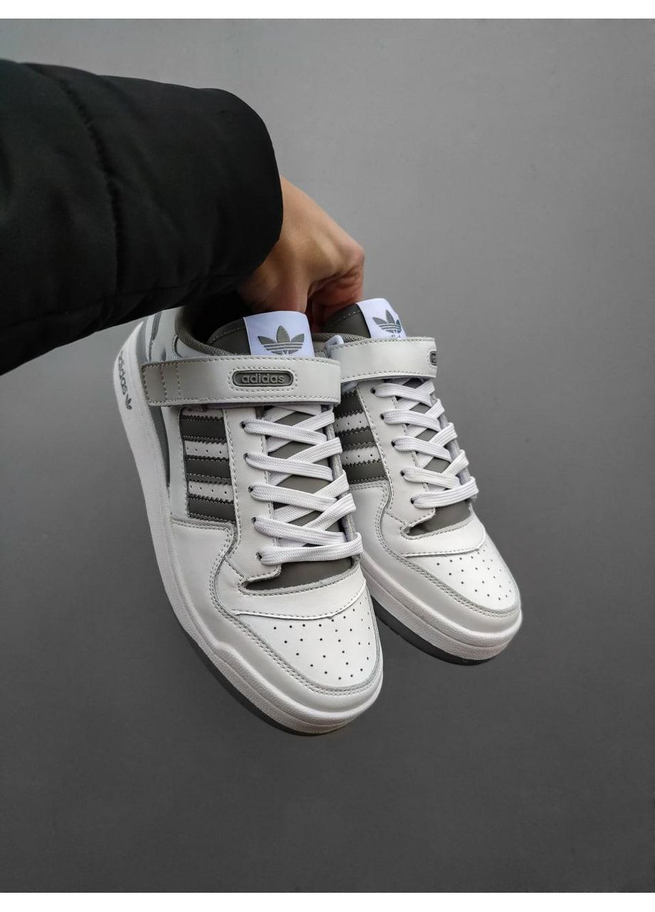 Серые демисезонные кроссовки мужские adidas forum refined white grey адидас форум No Brand