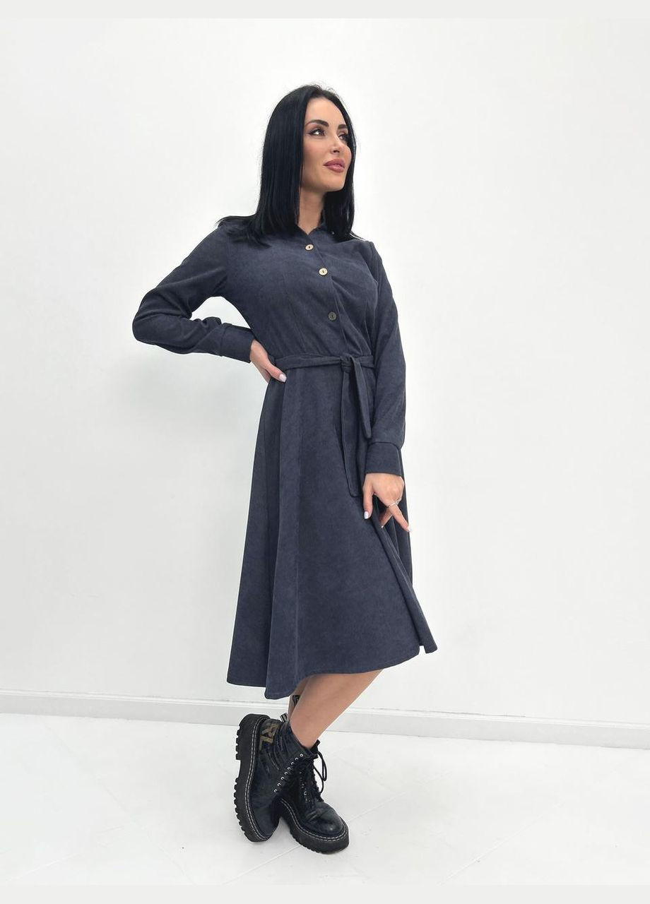 Графітова вельветова сукня міді Fashion Girl