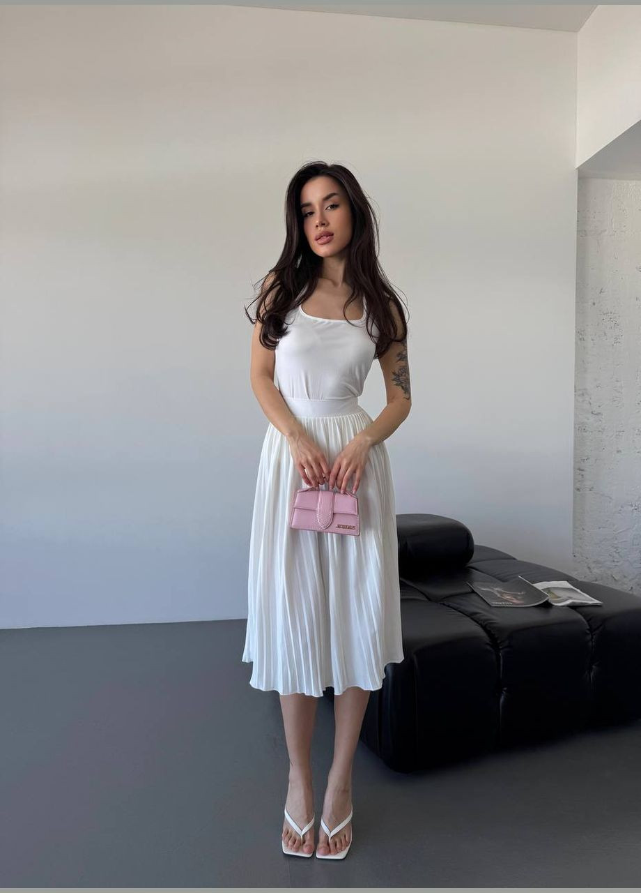 Белое праздничный, спортивное, повседневный, вечернее, деловое, пляжное очень нежная юбка плиссе плиссированное SAVOY BRAND