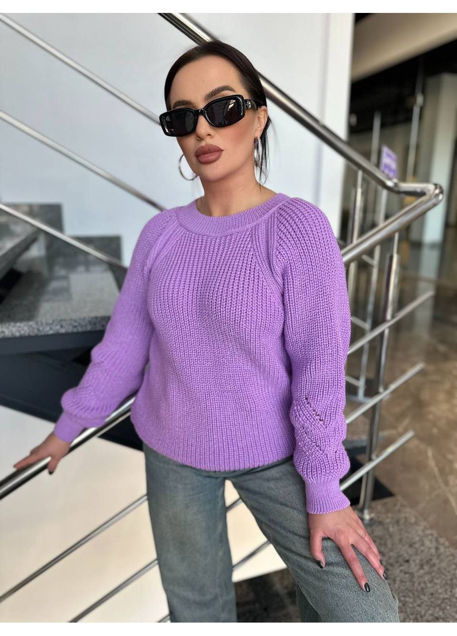 Бузковий демісезонний светр в'язаний теплий LeVi