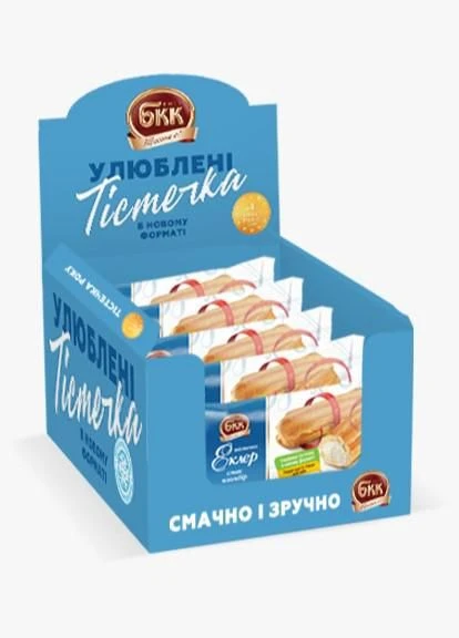 Пирожные Бкк «Эклеры со вкусом пломбира» в индивидуальной упаковке 10шт Київський БКК (299669666)