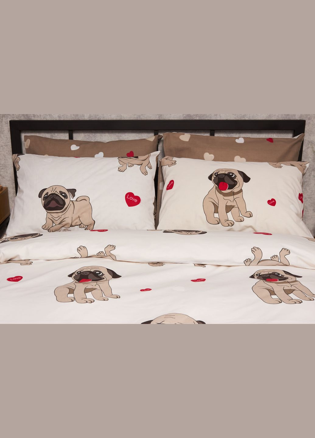 Комплект постільної білизни Бязь Gold Люкс «» King Size 220x240 наволочки 4х50х70 (MS-820005708) Moon&Star Bulldog Love (302973755)
