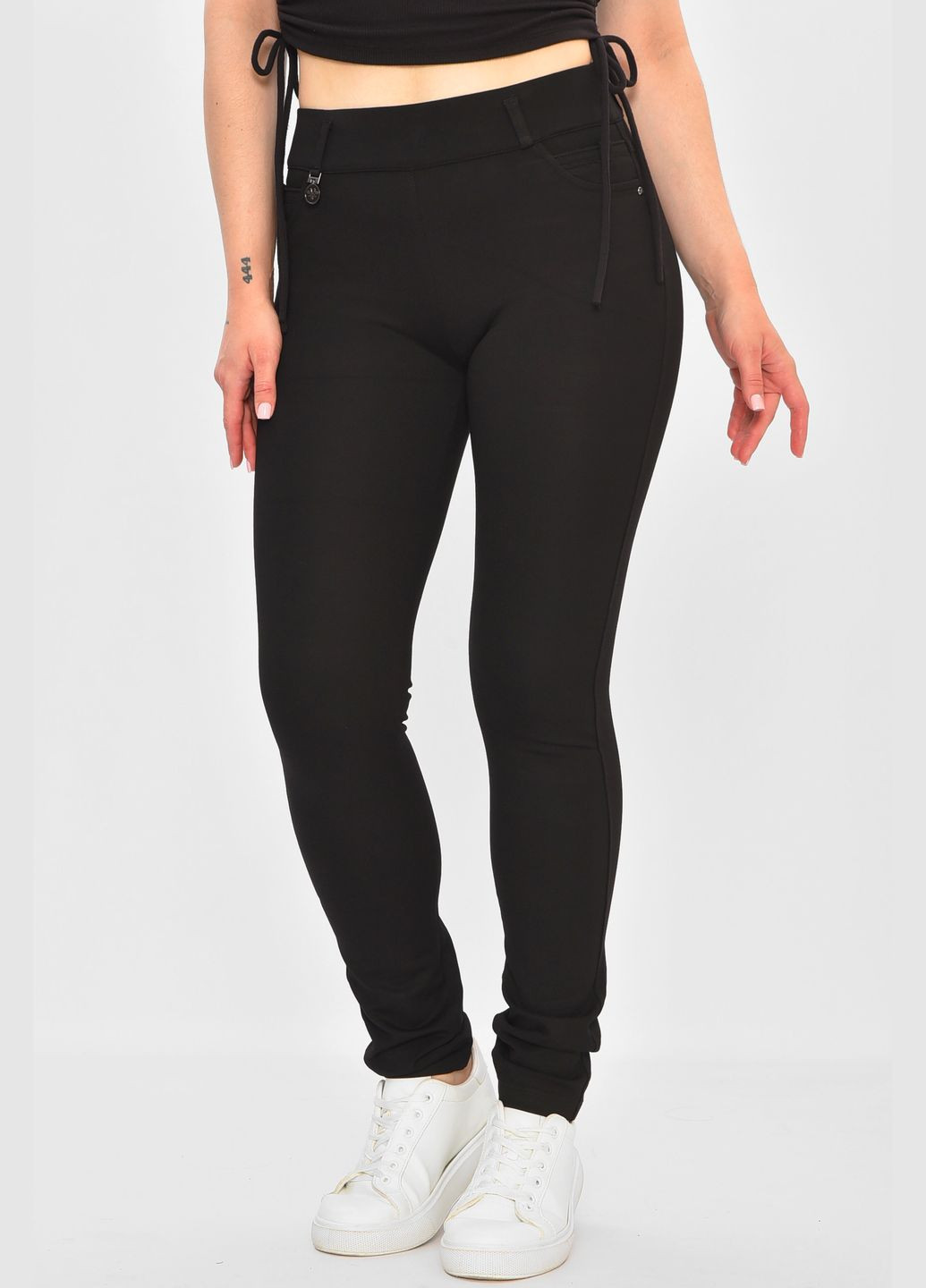 Лосины женские однотонные черного цвета Let's Shop (338370824)