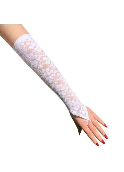 Довгі мереживні рукавички без пальців (мітенки) з петелькою на палець S-L No Brand (396655116)