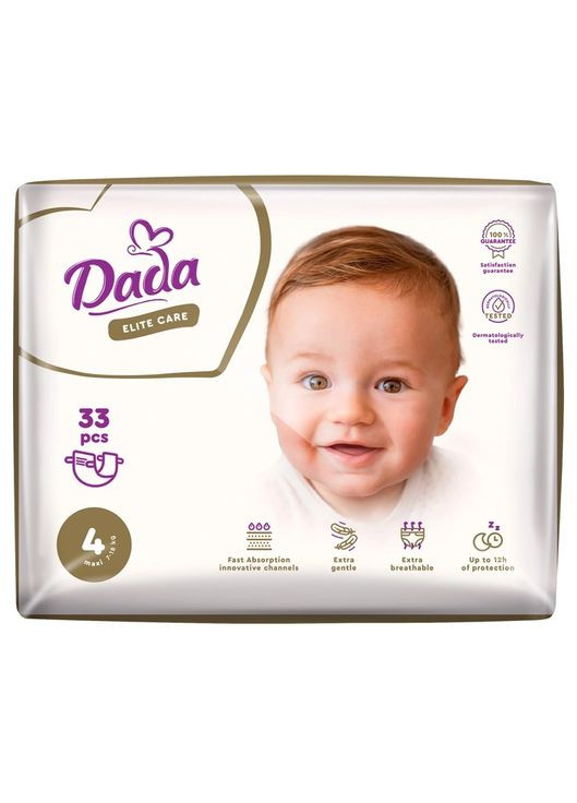 Підгузки на липучках Elite Care 4 (7-18 кг), 33 шт. Dada (327223463)