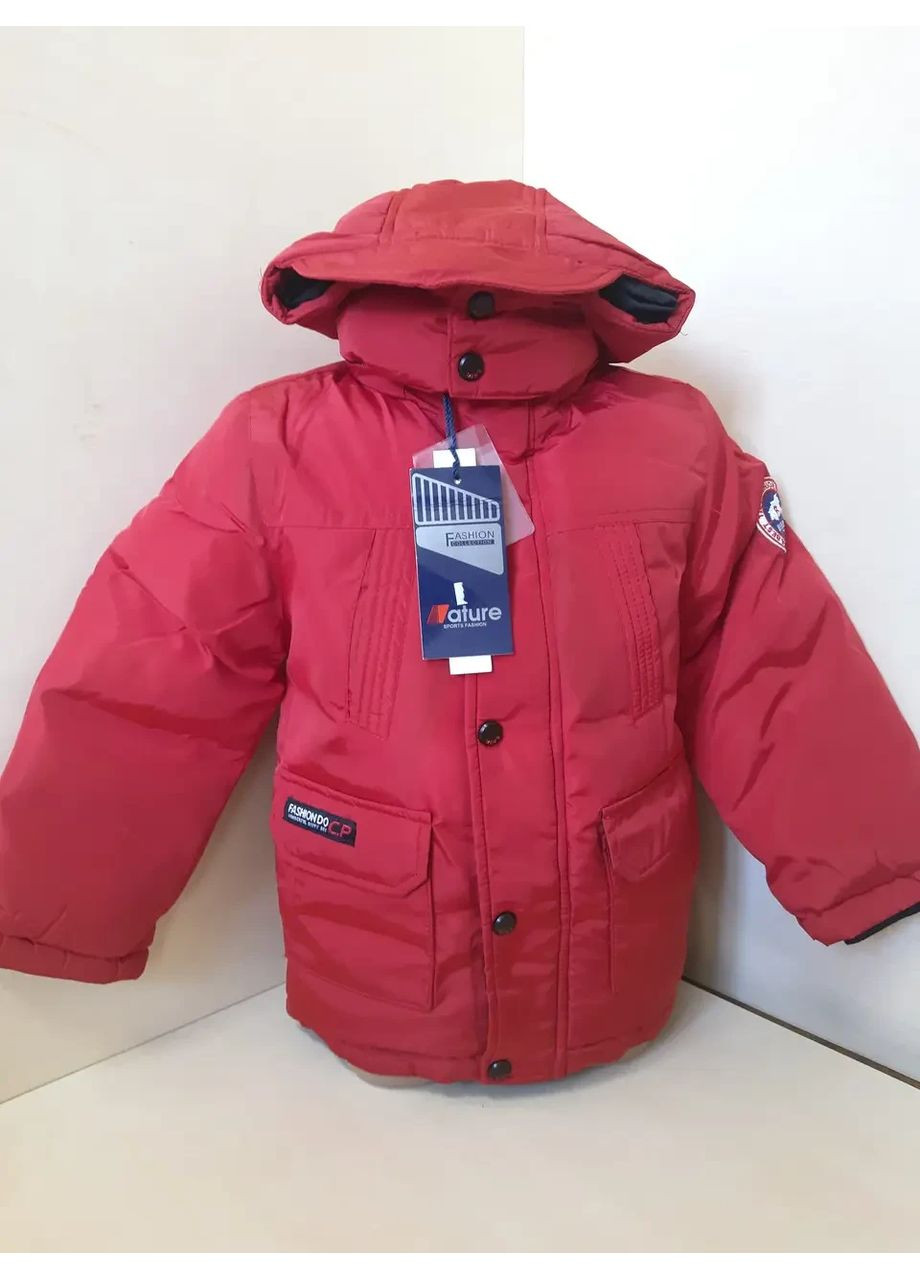 Синя зимня подовжена зимова куртка пуховик пальто на овчині для хлопчика синя 134 140 146 152 No Brand