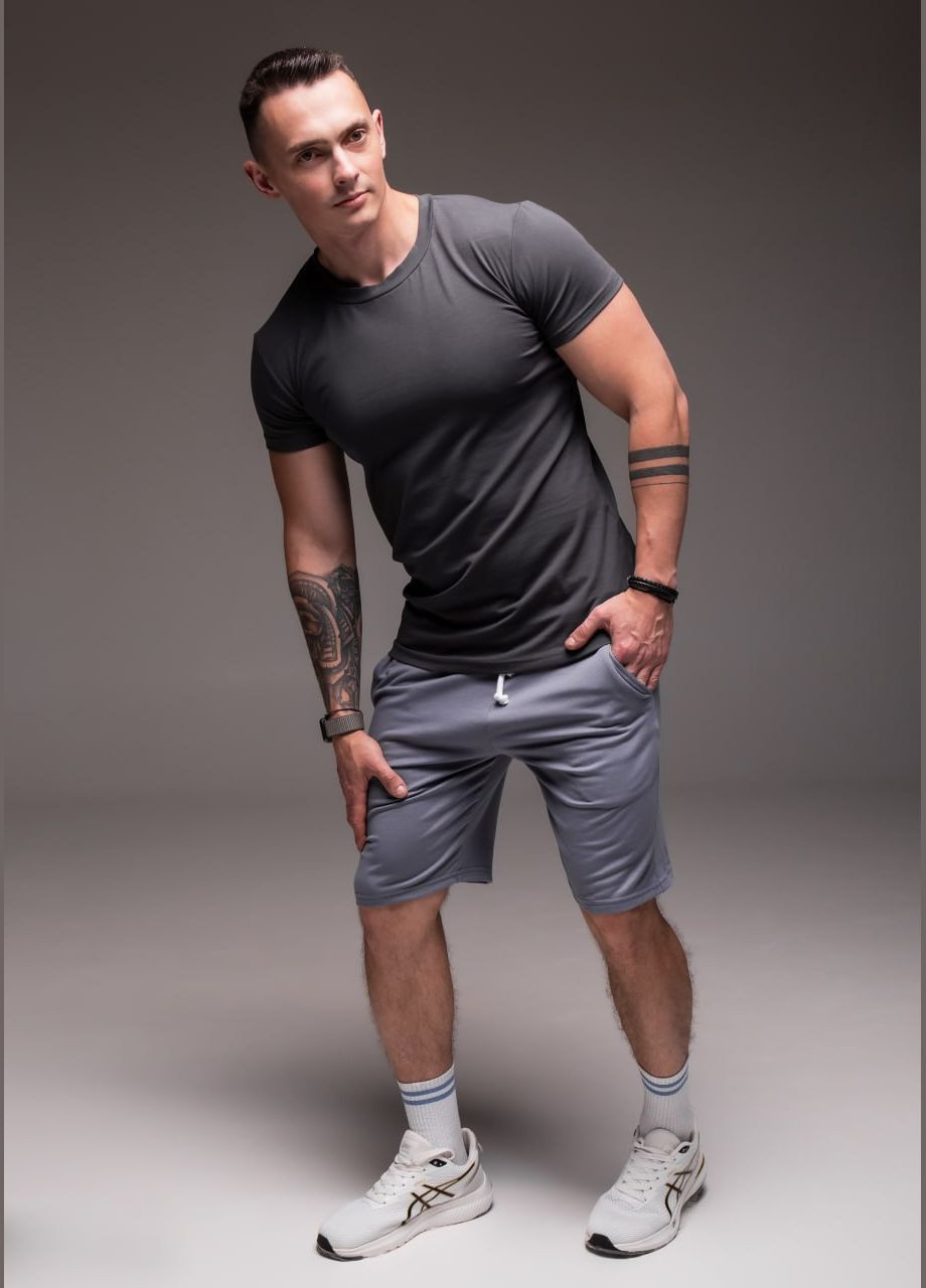 Світло-сірий літній костюм чоловічий футболка + шорти з шортами Vakko