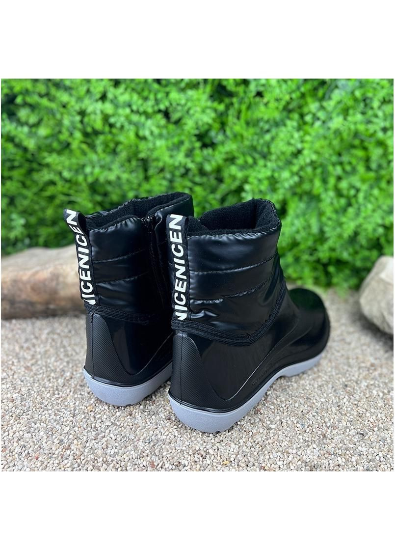 Черные гумовi жiночi чоботи утепленi е-00703-1 чорнi No Brand