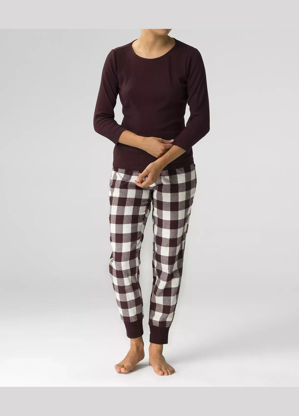 Бордова зимня жіноча піжама кофта + брюки Atlantic