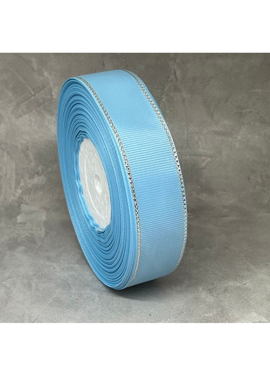 Стрічка репсова з сріблястим люрексом 2,5 см, блакитний, метр No Brand (313103311)