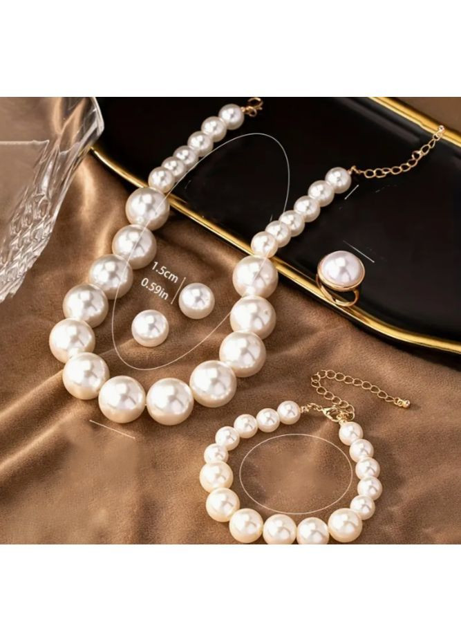 Біжутерія комплект (імітація перлин) Кольє браслет кільце сережки No Brand (361971514)