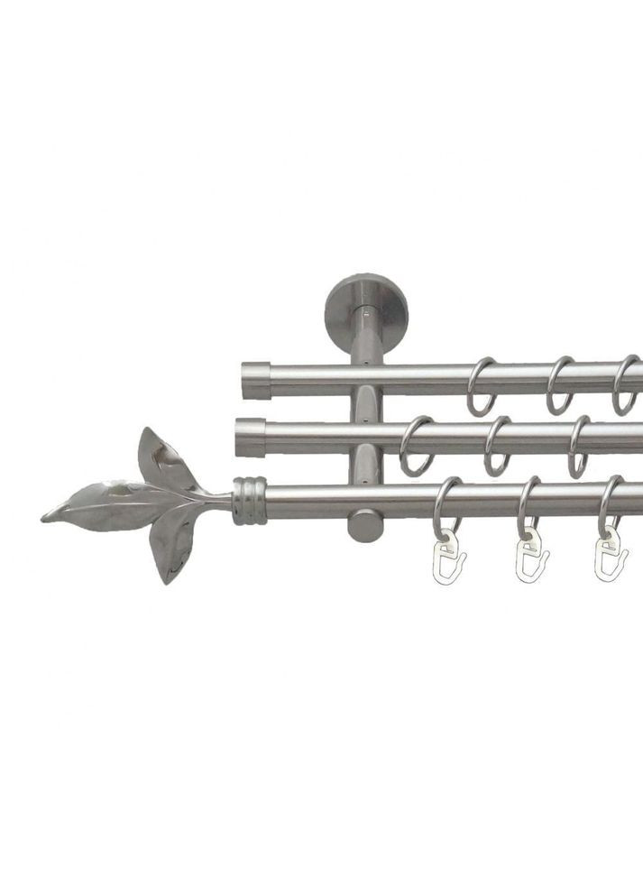 Карниз Листок Лілії металевий трирядний циліндр (20 см) гладка труба Нержавіюча Сталь 16\16\16 мм 300 см (5503378) ORVIT (300797392)