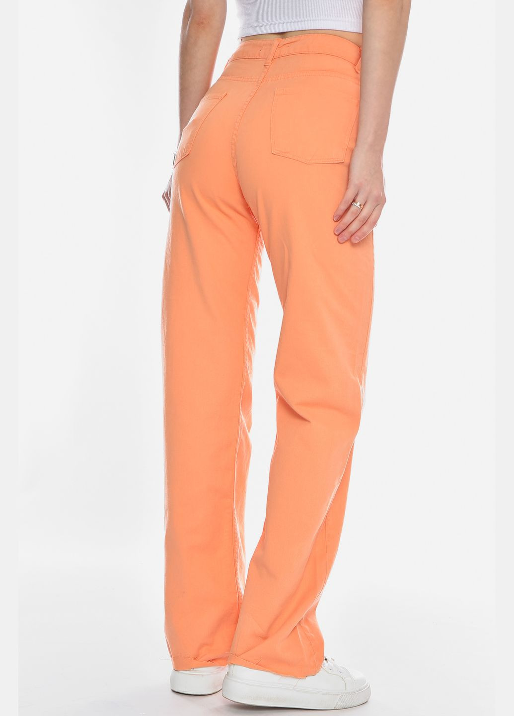 Джинси жіночі прямі світло-помаранчевого кольору Let's Shop - (328082957)