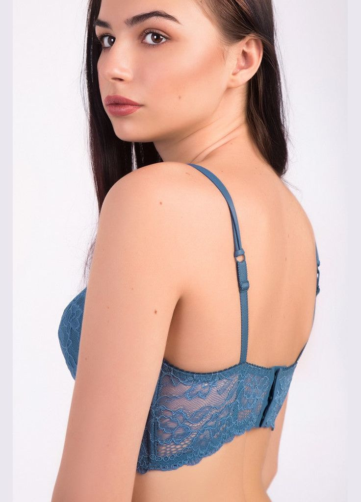 Блакитний брасьер мереживне бюстьє з чашками пуш-ап Euphoria з кісточками